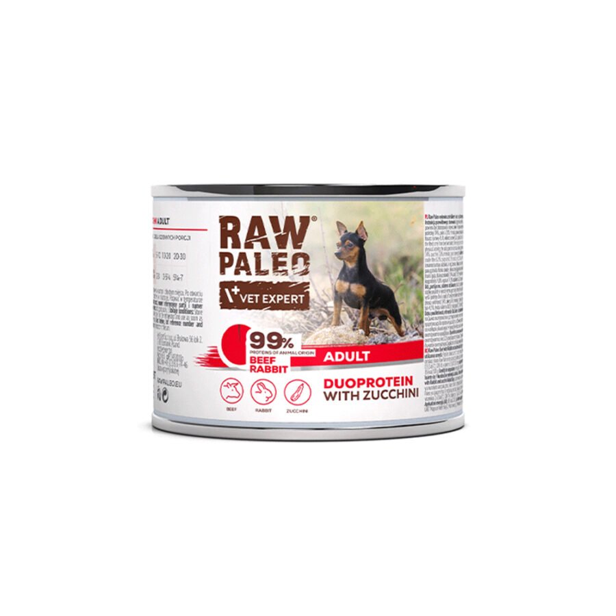 Vet Expert Dog Raw Paleo Adult Duo Beef - Rabbit - Zucchini - 200gr