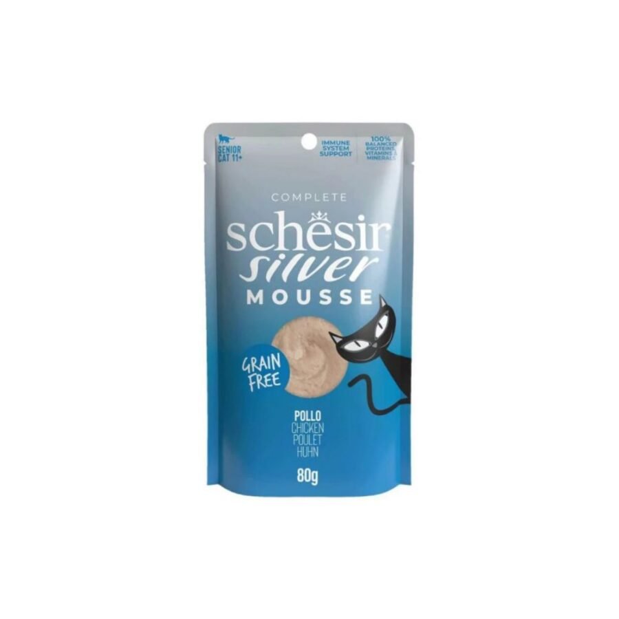 Υγρή Τροφή Γάτας Grain Free Schesir Cat Silver Mousse Κοτόπουλο με Κολοκύθα -80gr