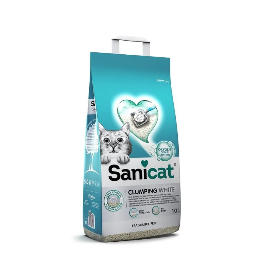 Συγκολλητική Άμμος Γάτας Sanicat Clumping White Fragrance Free Χωρίς Άρωμα -10lt