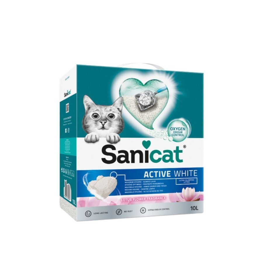 Συγκολλητική Άμμος Γάτας Sanicat Clumping Active White Lotus Flower με Άρωμα Λωτού -10lt (Box)