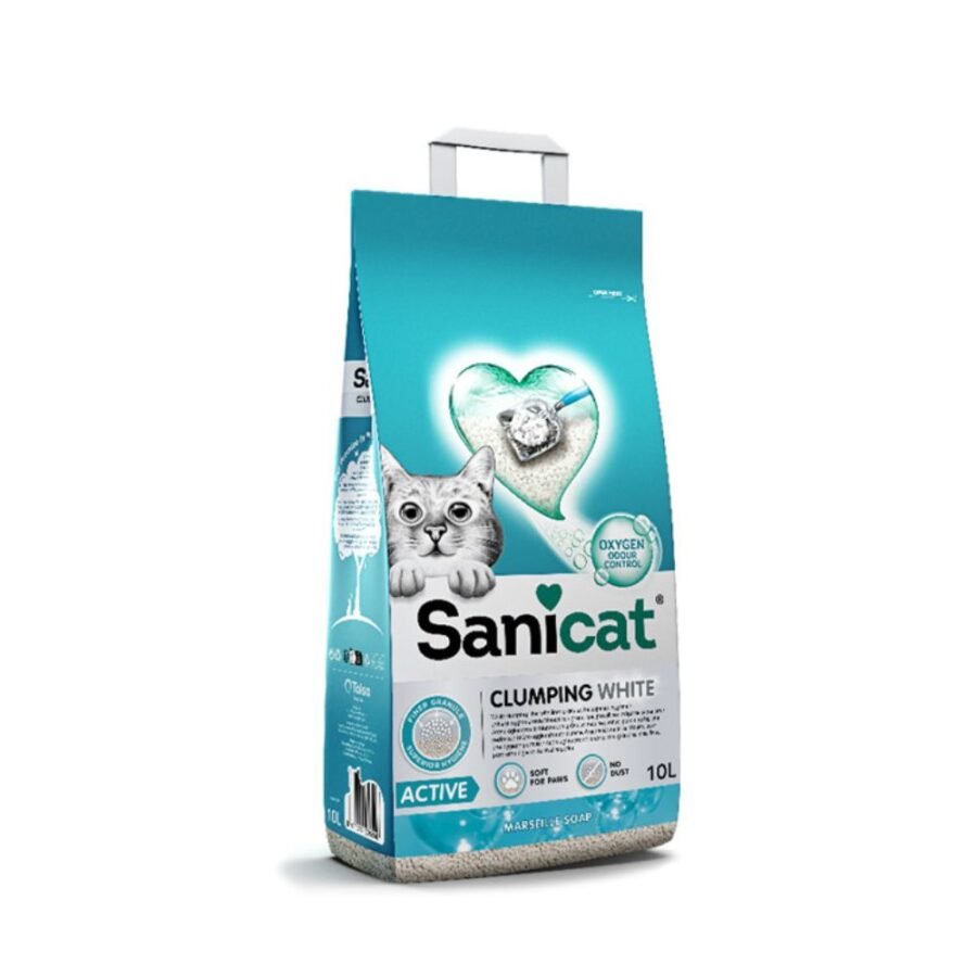 Συγκολλητική Άμμος Γάτας Sanicat Clumping White Active Marseille Soap Με Άρωμα Σαπούνι Μασσαλίας -10lt