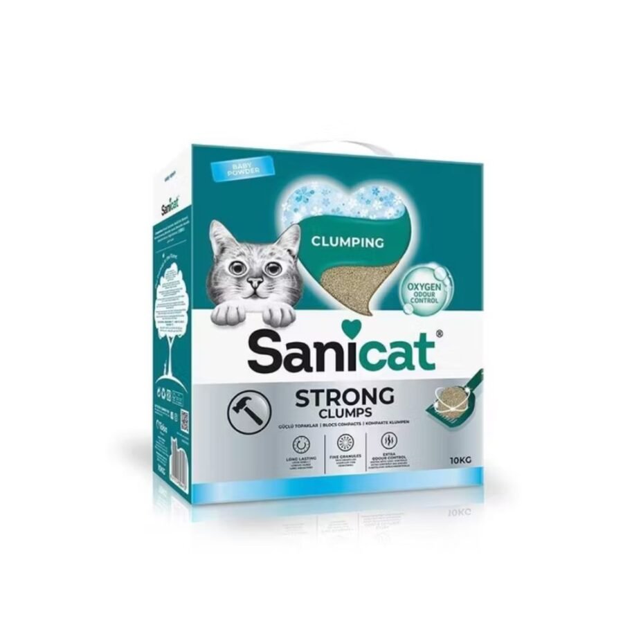 Συγκολλητική Άμμος Γάτας Sanicat Strong Clumps Baby Powder Με Άρωμα Πούδρας -10lt (Box)