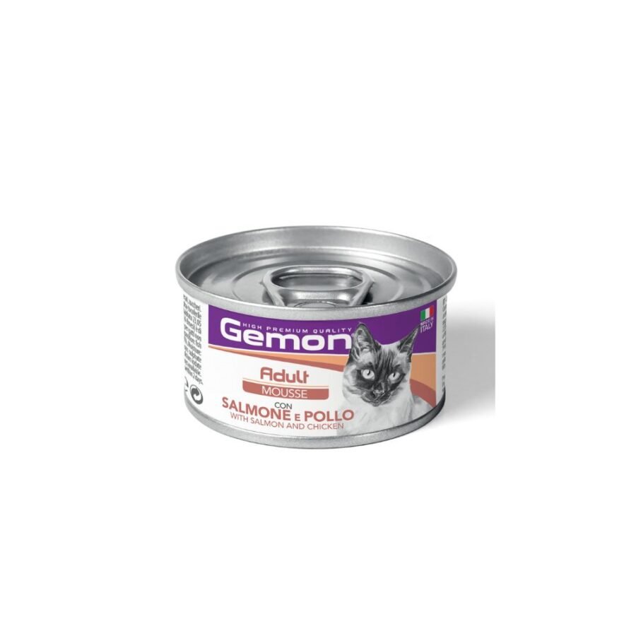 Υγρή Τροφή Γάτας Gemon Mousse Adult Σολομός & Κοτόπουλο -85gr