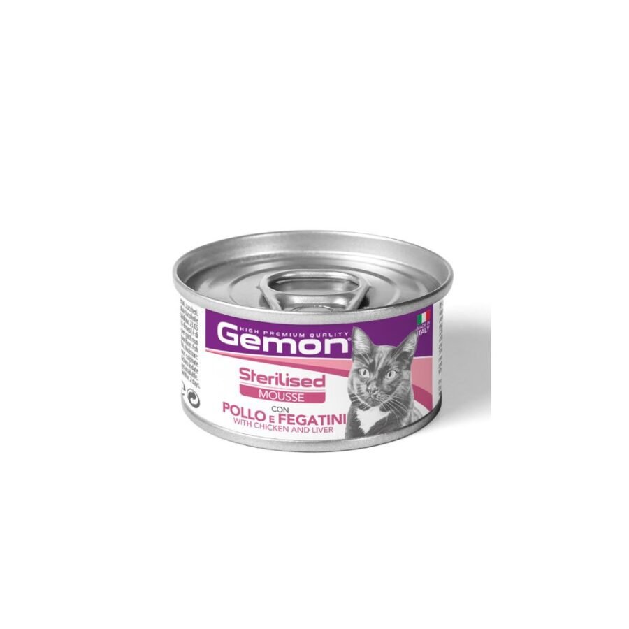 Υγρή Τροφή Γάτας Gemon Mousse Sterilised Κοτόπουλο & Συκώτι -85gr