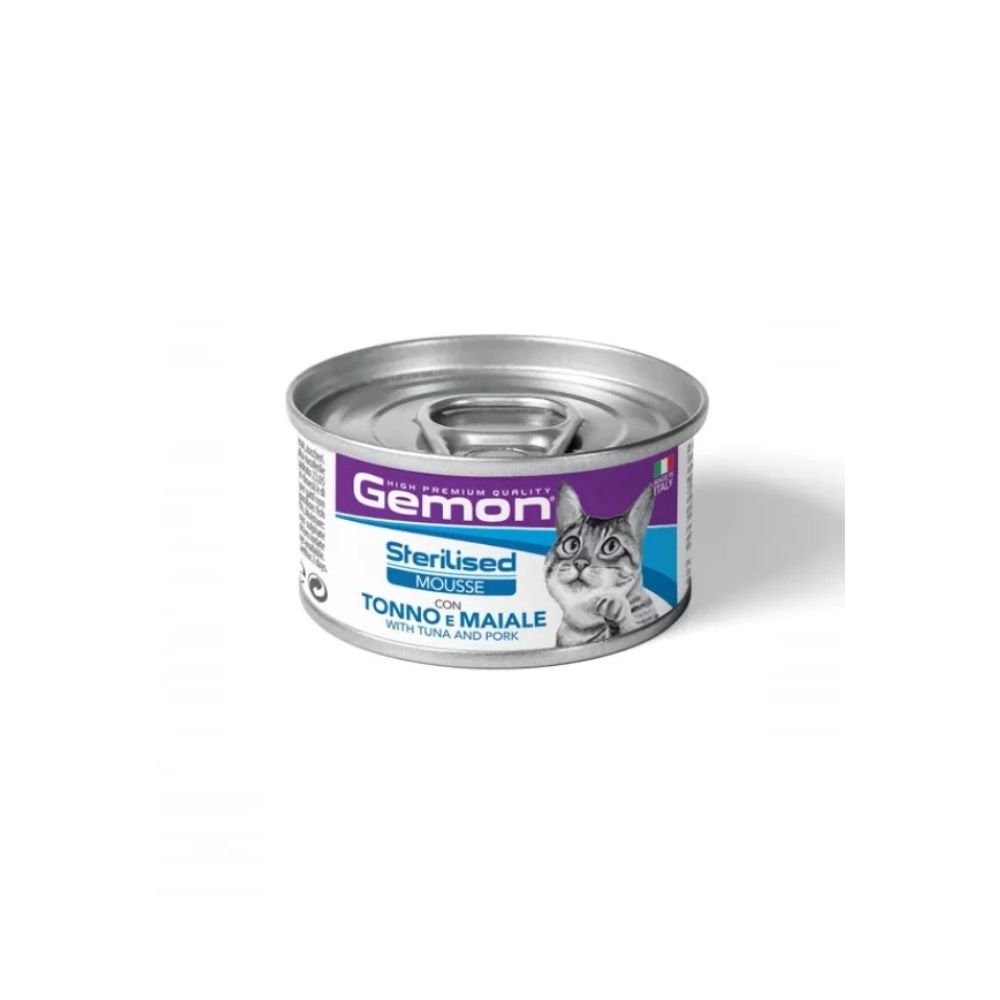 Υγρή Τροφή Γάτας Gemon Mousse Sterilised Τόνος & Χοιρινό -85gr