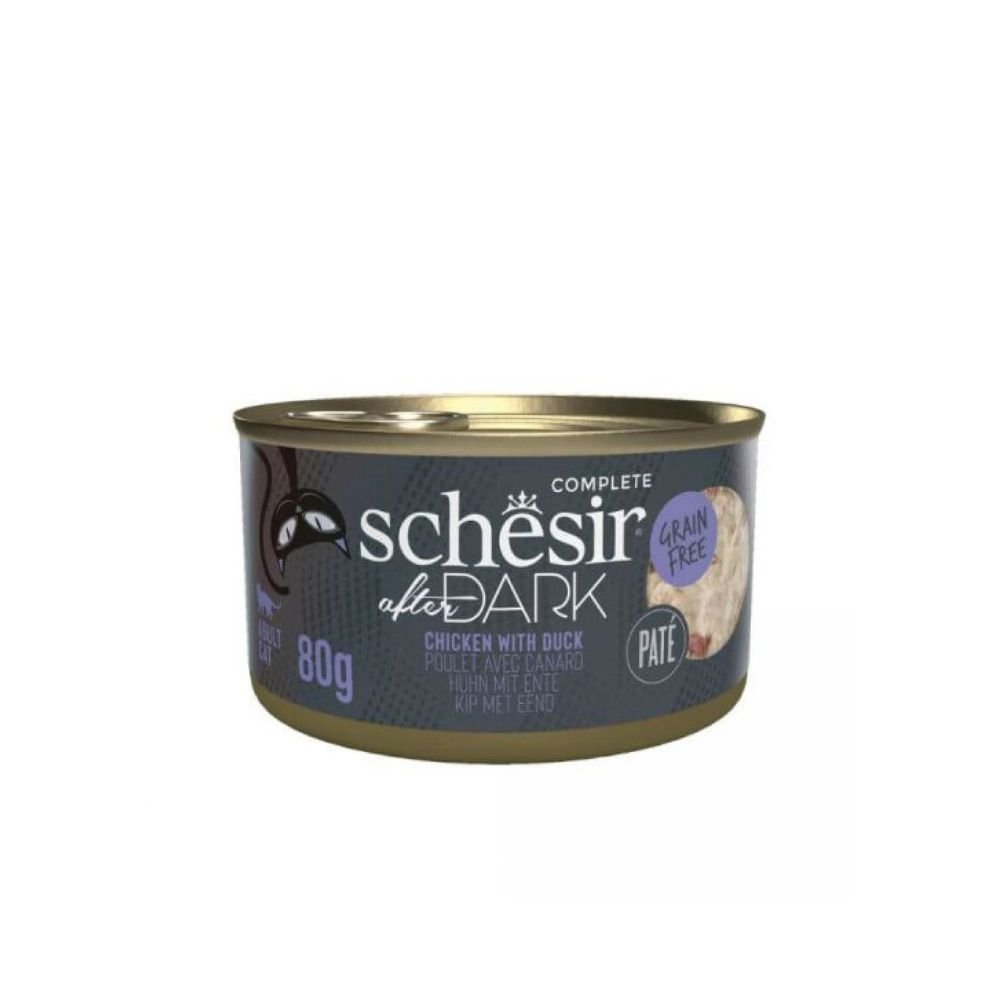 Υγρή Τροφή Γάτας Grain Free Schesir After Dark Wholefood Κοτόπουλο με Πάπια -80gr