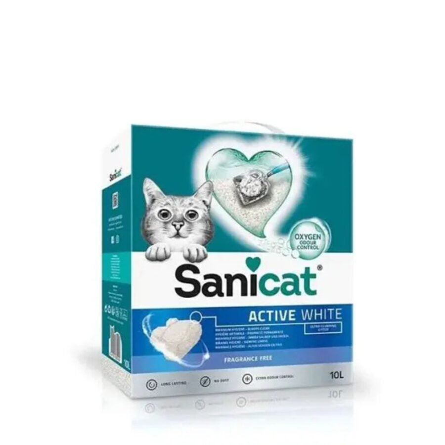 Συγκολλητική Άμμος Γάτας Sanicat Clumping Active White Fragrance Free -10lt (Box)