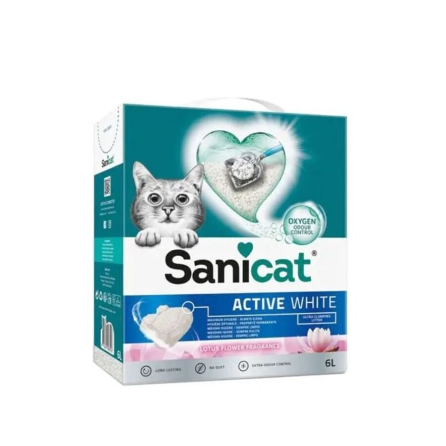Συγκολλητική Άμμος Γάτας Sanicat Clumping Active White Lotus Flower - 6lt (Box)